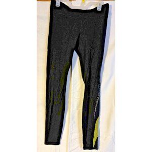 Gap Gapfit Women’s XL Workout Leggings Black Green Design Athleisure Gym Sporty